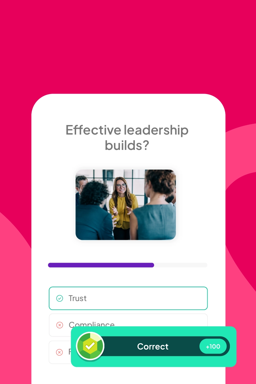 A live quiz question with multiple choice answers