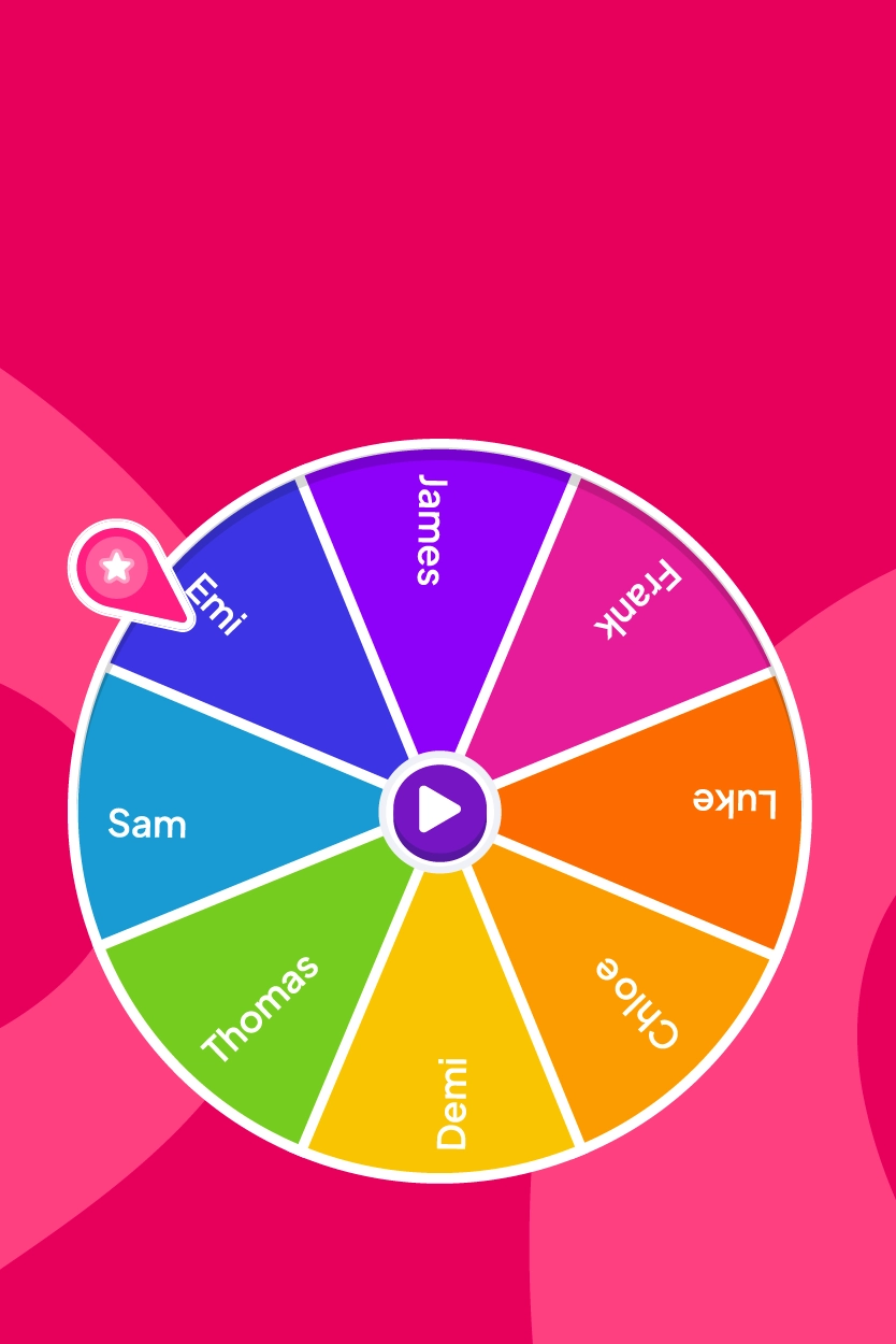 A spinner wheel picking a random participant