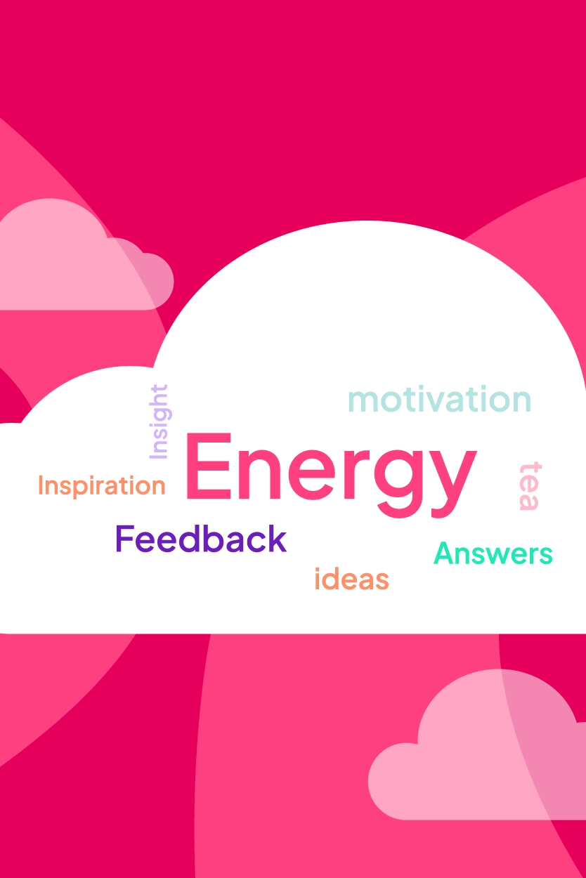 A live word cloud built from audience answers